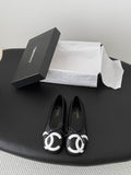Chanel CC Logo Ballet Flats – Black Leather