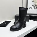 Chanel Black Mid-Calf Lug-Sole Boots