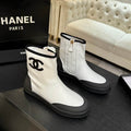 Chanel Canvas CC Ankle Boots - White & Black