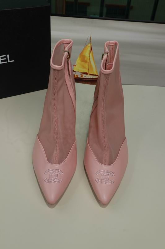 Chanel Two-Tone Pink Ankle Boots with Sculpted Heels
