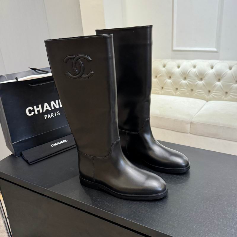 Chanel Black Tall Boots with CC Logo